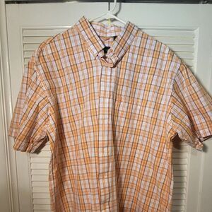 IZOD XL NWOT 100% cotton button down SS  Orange Grey